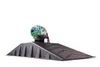A mini skateboard ramp with a skateboard on top, isolated on a white background. Voir les images du produit
