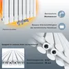 A close-up view of a white radiator with informational text and diagrams. Anteprima dell’immagine prodotto