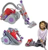 A collage of a toy Dyson vacuum cleaner and a young girl playing with it. Produktbild-Vorschau
