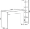 A line drawing of a white desk with an attached bookshelf. Voir les images du produit