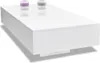 A white high-gloss coffee table with two mugs on top. Produktbild-Vorschau