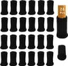 A collage of black knitted chair leg protectors, with a small stack of them on the right showing the number '24 Pcs'. Produktbild-Vorschau