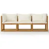 A three-seater sofa with cream cushions and a wooden frame, presented against a white background. Náhľad obrázku produktu