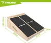 A wooden slant board with black grip surfaces, showing dimensions. Náhľad obrázku produktu