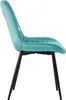 A side view of a single teal velvet dining chair with black metal legs, set against a white background. Náhled obrázku produktu