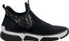 A single black boot with a colorful heart pattern on the side, shown from a side view against a white background. Anteprima dell’immagine prodotto
