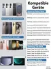 A collage of Samsung phones and tablets with a list of compatible devices. Produktbild-Vorschau