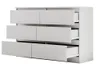 A white dresser with six drawers, some of which are partially open, against a white background. Produktbild-Vorschau
