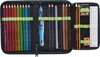 A pencil case filled with colored pencils, pens, a ruler, and a sharpener. Anteprima dell’immagine prodotto