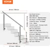 Diagram showing dimensions and specifications of a stainless steel handrail for stairs. Podgląd zdjęcia produktu