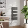A modern kitchen or bathroom setting with a towel warmer, cabinets, and a plant. Anteprima dell’immagine prodotto
