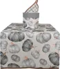 Clayre & Eef Tischläufer 50x140 cm Grau Baumwolle Kürbis Produktbild-Vorschau 3