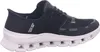 A side view of a black Skechers sneaker with a white sole. Voir les images du produit