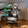 A gaming chair is shown in a home office setting with text overlays highlighting its ergonomic features. Anteprima dell’immagine prodotto