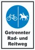 Schild Getrennter Rad- und Reitweg A3 (297x420mm) Produktbild-Vorschau 1