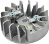 A close-up studio shot of a metal flywheel with fan blades. Náhľad obrázku produktu