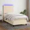 Boxspringbett mit Matratze & LED Creme 90x190 cm Stoff Produktbild-Vorschau 2