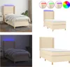 vidaXL Boxspringbett mit Matratze & LED Creme 100x200 cm Produktbild-Vorschau 1