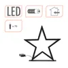A black star-shaped LED lamp with a battery pack. Produktbild-Vorschau