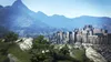A vast, mountainous landscape with a large, imposing castle in the midground. Produktbild-Vorschau