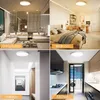 A collage of four images showing a ceiling light in different room settings: living room, bedroom, hallway, and kitchen. Produktbild-Vorschau
