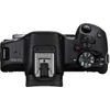 Top view of a black Canon EOS R50 camera. Voir les images du produit