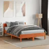 The Living Store Massivholzbett mit Kopfteil Wachsbraun Produktbild-Vorschau 4