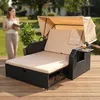 Mucola Fauteuil-cabine de plage en rotin Lit de bronzage Voir les images du produit 13