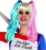 Harlekin Perücke mit Zöpfen blond-blau-rosa - Einheitsgröße Produktbild-Vorschau 2
