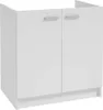 A white cabinet with two doors and silver handles. Voir les images du produit