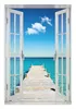 Wallario Wandbild mit Fenster-Illusion: Steg am tropischen Produktbild-Vorschau 1