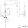 Technical drawing of a kitchen faucet with dimensions and specifications. Produktbild-Vorschau
