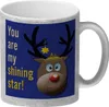 Weihnachten Glitzer-Kaffeebecher mit Rentier Motiv in Blau Produktbild-Vorschau 1