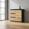 Komoda 80 cm Antracyt / Wotan 3 Szuflady 1 Drzwi Pojemna Podgląd zdjęcia produktu 3