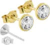 Paar Ohrstecker Echt Gold 585er 5,5mm Cubic Zirkonia Damen Produktbild-Vorschau 2