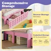 Collage showing different storage features of a pink children's bed. Anteprima dell’immagine prodotto
