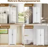 Collage of four scenes showing a white cabinet in different room settings: kitchen, dining room, living room, and bathroom. Anteprima dell’immagine prodotto