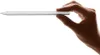 A hand holds a white stylus pen against a white background. Produktbild-Vorschau