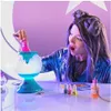 A young woman with purple hair is making slime in a glowing cauldron. Náhled obrázku produktu