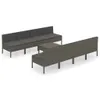9-tlg. Garten-Lounge-Set mit Auflagen Poly Rattan Grau Produktbild-Vorschau 1