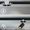 An instructional diagram showing how to install a track lighting system, with close-ups of connection points and a spotlight. Anteprima dell’immagine prodotto