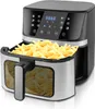 A black and silver air fryer filled with french fries. Produktbild-Vorschau