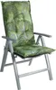 A high-back chair cushion with a palm leaf pattern on a gray chair. Produktbild-Vorschau