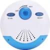 A white and blue portable radio with controls and speaker grille. Produktbild-Vorschau