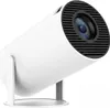 A white cylindrical projector on a stand, angled slightly upwards. Produktbild-Vorschau
