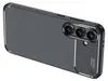A black carbon-look phone case with a camera cutout is shown from a diagonal angle against a white background. Produktbild-Vorschau