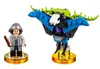 A LEGO minifigure of Tina Goldstein and a LEGO creature are displayed on gold bases against a white background. Produktbild-Vorschau