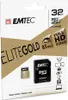 The image shows the retail packaging of an Emtec mSD 32GB UHS-I U1 EliteGold memory card with an adapter. Produktbild-Vorschau