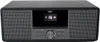 A front view of a black and gray all-in-one internet radio with a screen and controls. Voir les images du produit