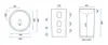 Technical drawings of a sink with dimensions. Anteprima dell’immagine prodotto